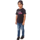 Girls Cotton Drama Queen Half Sleeve TShirt (Black) – view 4