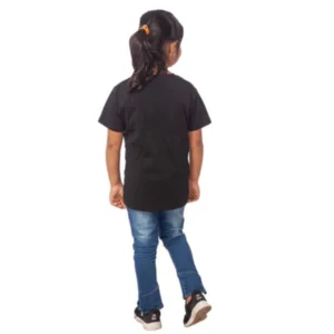 Girls Cotton Unicorn Face Half Sleeve TShirt (Black) – view 2