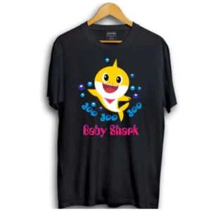 Boys Cotton Baby Shark Half Sleeve TShirt (Black) – view 2