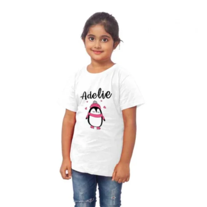 Girls Cotton Adelie Half Sleeve TShirt (White) – view 4