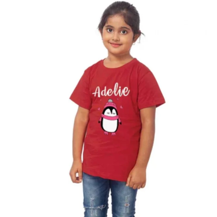 Girls Cotton Adelie Half Sleeve TShirt (Maroon) – view 4