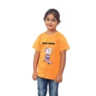 Girls Cotton Snow Board Half Sleeve TShirt (Mustard) – view 4
