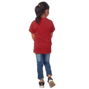 Girls Cotton Snow Board Half Sleeve TShirt (Maroon) – view 2