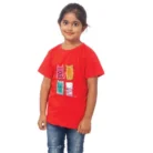 Girls Cotton Cat Half Sleeve TShirt (Red) – view 4