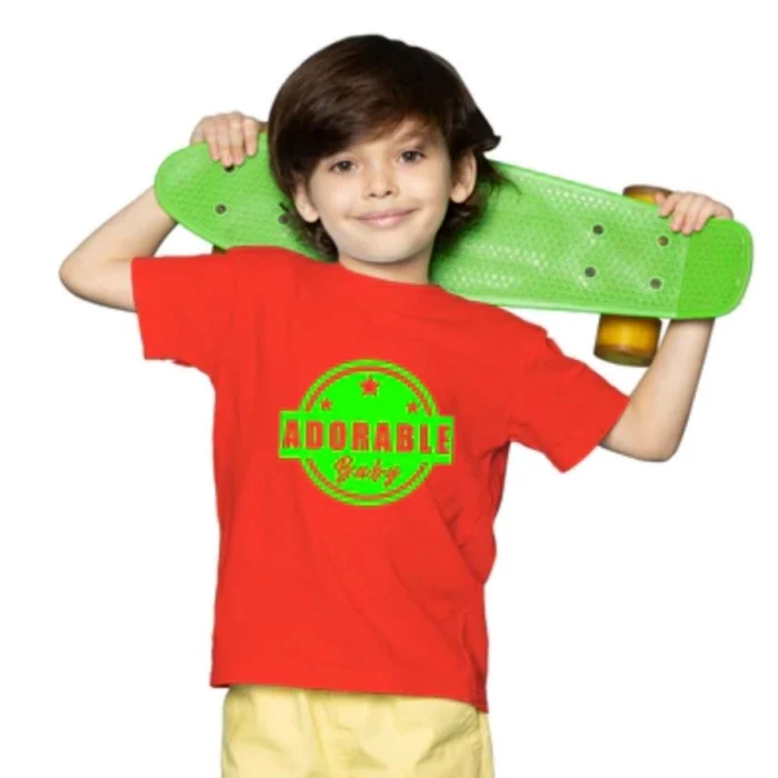 Boys Cotton Adorable Baby Half Sleeve TShirt (Red) – view 4