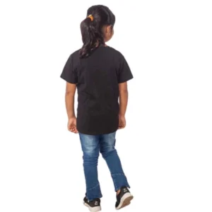Girls Cotton Drama Queen Half Sleeve TShirt (Black) – view 2