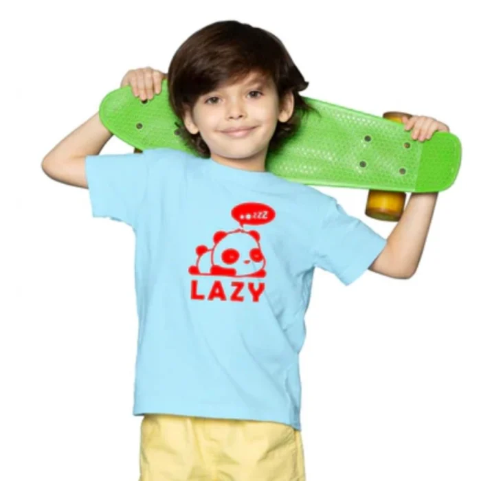 Boys Cotton Lazy Half Sleeve TShirt (Sky Blue) – view 4