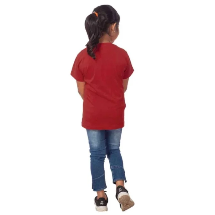 Girls Cotton Drama Queen Half Sleeve TShirt (Maroon) – view 2