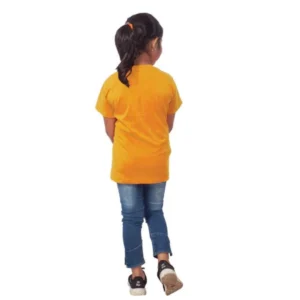 Girls Cotton Snow Board Half Sleeve TShirt (Mustard) – view 2