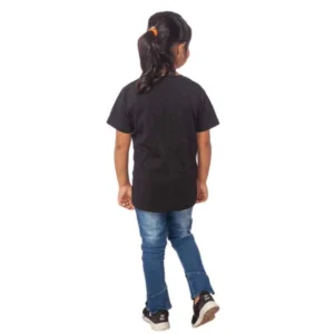 Girls Cotton Snow Board Half Sleeve TShirt (Black) – view 2