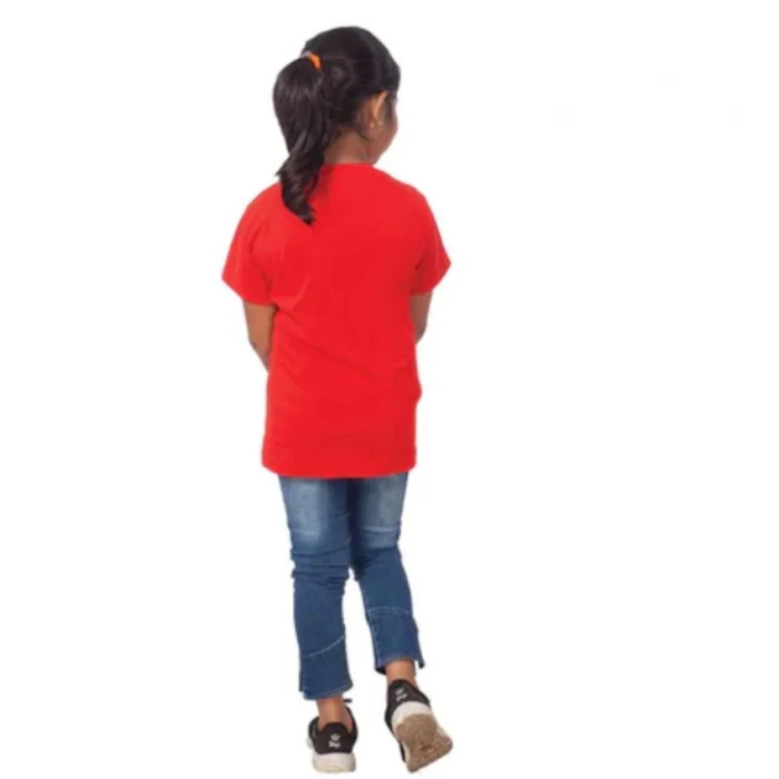 Girls Cotton Cat Half Sleeve TShirt (Red) – view 2