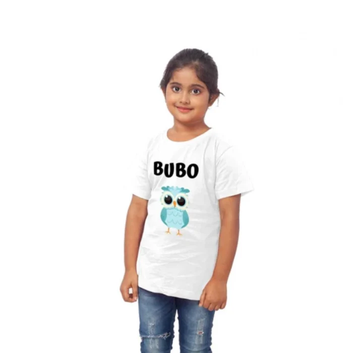 Girls Cotton Bubo Half Sleeve TShirt (White) – view 4