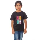 Girls Cotton Cat Half Sleeve TShirt (Black) – view 4