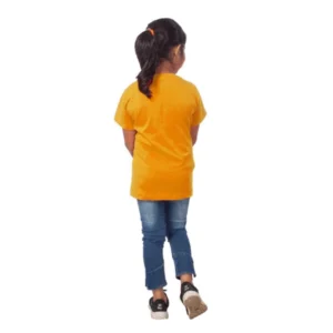 Girls Cotton Panda Glass Half Sleeve TShirt (Mustard) – view 2