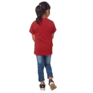 Girls Cotton Adelie Half Sleeve TShirt (Maroon) – view 2