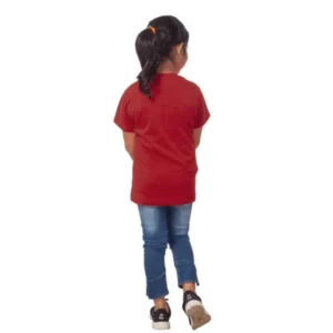 Girls Cotton Panda Glass Half Sleeve TShirt (Maroon) – view 2