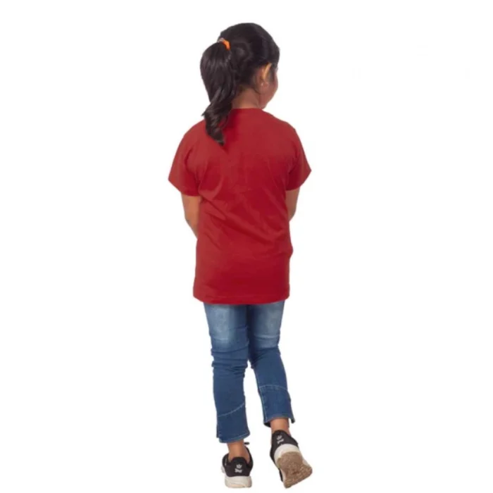 Girls Cotton Panda Glass Half Sleeve TShirt (Maroon) – view 2