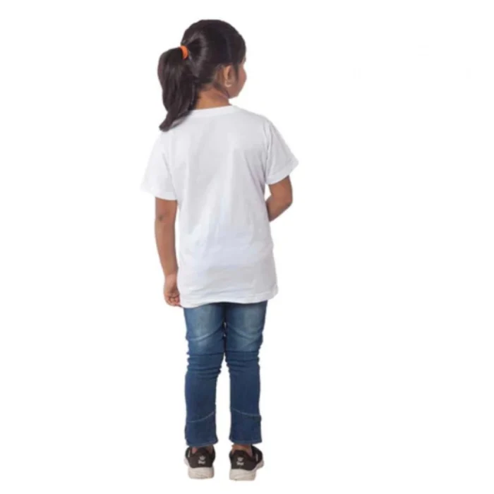 Girls Cotton Cat Half Sleeve TShirt (White) – view 2