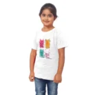 Girls Cotton Cat Half Sleeve TShirt (White) – view 4