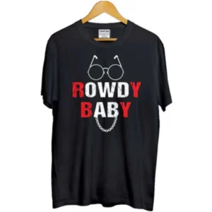 Girls Cotton Rowdy Baby Half Sleeve TShirt (Black) – view 2