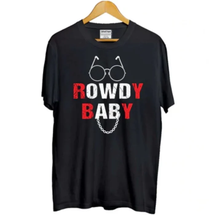 Girls Cotton Rowdy Baby Half Sleeve TShirt (Black) – view 2