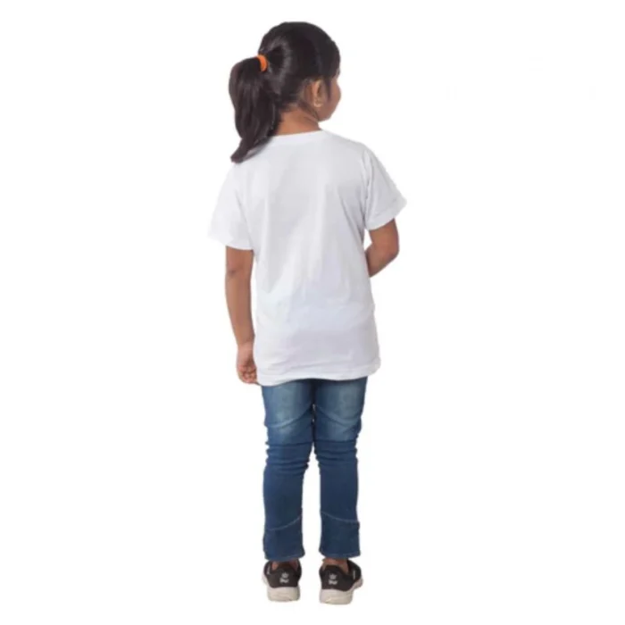 Girls Cotton Unicorn Face Half Sleeve TShirt (White) – view 2