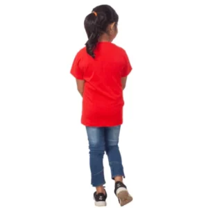 Girls Cotton Unicorn Face Half Sleeve TShirt (Red) – view 2