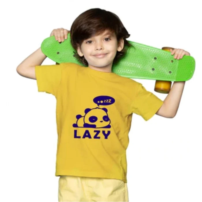 Boys Cotton Lazy Half Sleeve TShirt (Mustard) – view 4