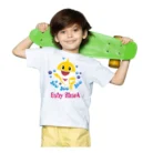 Boys Cotton Baby Shark Half Sleeve TShirt (White) – view 5