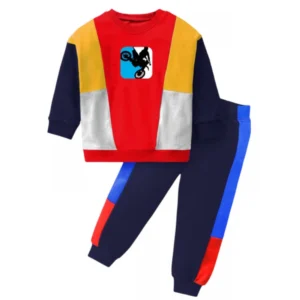 Boy’s Casual Full Sleeve Printed Cotton T Shirt With Pant (Red)
