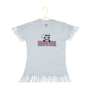 Girl’s Casual Short Sleeve Printed Cotton T Shirt (Grey)