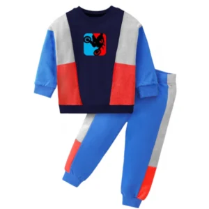 Boy’s Casual Full Sleeve Printed Cotton T Shirt With Pant (Blue)