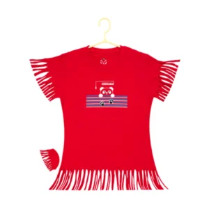 Girl’s Casual Short Sleeve Printed Cotton T Shirt (Red)