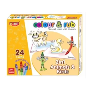 2 in 1 Animals – Birds Colour And Rub With 24 Cards| Cardboard | Educational Toys | 3+ Years