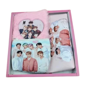 Prezzie Villa 3 in 1 Black Pink Stationery Set for Kids in Multicolor 2 Pouches and 1 Pocket Diary Set |
