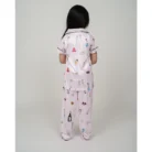 Girl’s Silk Bleand Printed Short Sleeve Night Suit Set (Light Pink) – view 4
