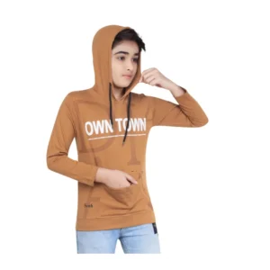 Boy’s Cotton Printeded Hooded Neck Hoodies (Brown)