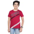Boy’s Cotton Grapic Printed Round Neck T-Shirt (Marron)