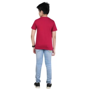 Boy’s Cotton Grapic Printed Round Neck T-Shirt (Marron) – view 2