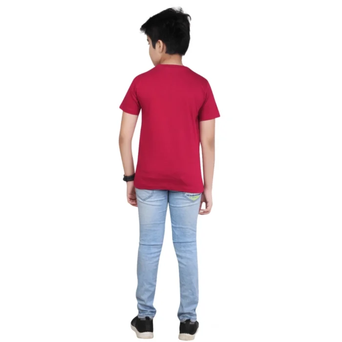 Boy’s Cotton Grapic Printed Round Neck T-Shirt (Marron) – view 2
