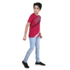 Boy’s Cotton Grapic Printed Round Neck T-Shirt (Marron) – view 3