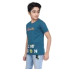 Boy’s Cotton Grapic Printed Round Neck T-Shirt (Teal Green) – view 3