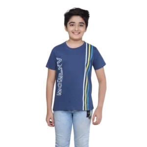 Boy’s Cotton Grapic Printed Round Neck T-Shirt (Blue)