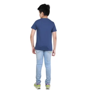 Boy’s Cotton Grapic Printed Round Neck T-Shirt (Blue) – view 2