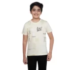 Boy’s Cotton Grapic Printed Round Neck T-Shirt (Beige )