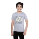 Boy’s Cotton Grapic Printed Round Neck T-Shirt (Grey Melange)