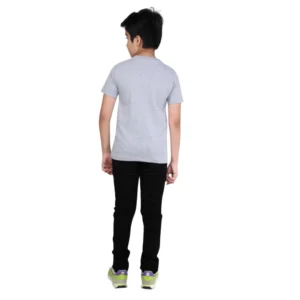 Boy’s Cotton Grapic Printed Round Neck T-Shirt (Grey Melange) – view 2