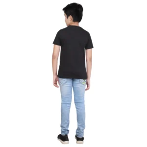 Boy’s Cotton Grapic Printed Round Neck T-Shirt (Black) – view 2