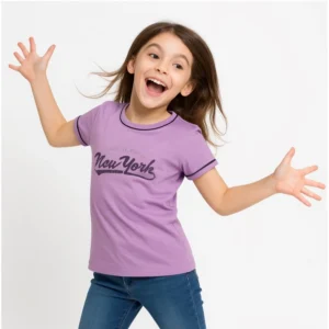 Girl’s Cotton Printeded Round Neck T-Shirt (Lavander) – view 2