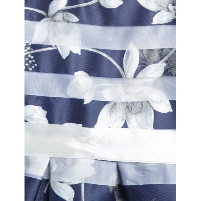 Girl’s Polyester Striped Sleeveless Dress (Navy Blue) – view 3
